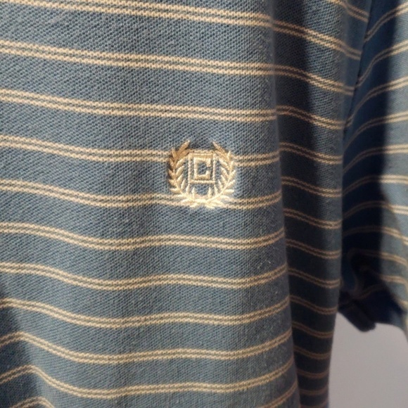 Chaps XXL 100% Cotton Striped Polo Shirt Lt Blue - Picture 3 of 8